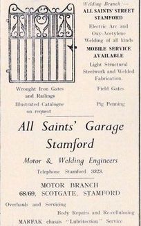 All Saints' Garage Advert in Dolbys Almanac 1954
